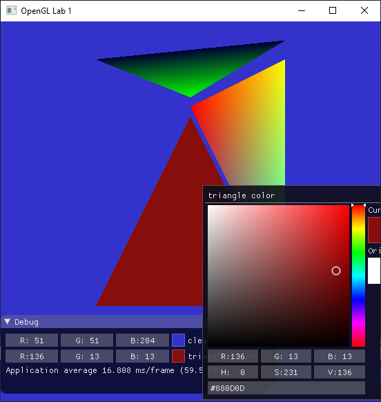 Color selection of the triangle