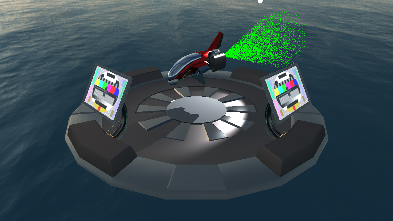 Particles attached to the back of the ship